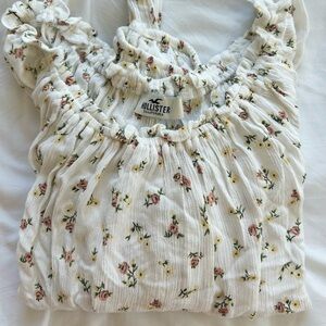 Hollister White Floral Off Shoulder Top